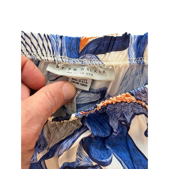 Bryn Walker Wide Leg Pants Size XXL Blue White Floral comfort Coastal Travel - Picture 6 of 8
